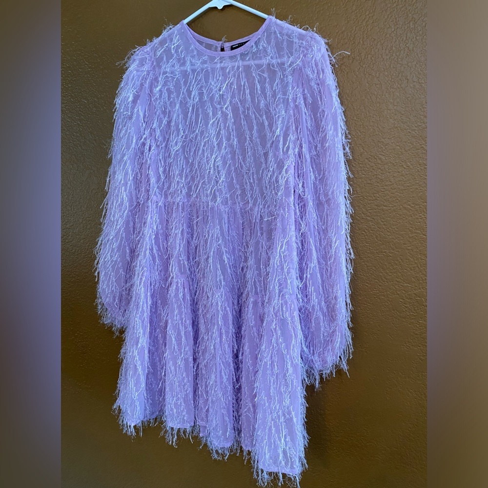 ASOS Tiered Mini Dress Fluffy Texture Purple Size 4